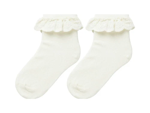 Råhvide strømper fra Lil Atelier 13215354 coconut milk bomuld (2-pak)